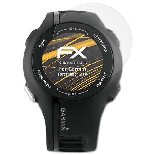 atFoliX Película Protectora Compatible con Garmin Forerunner 210 Lámina Protectora de Pantalla, antirreflejos y amortiguadores FX Protector Película (3X)