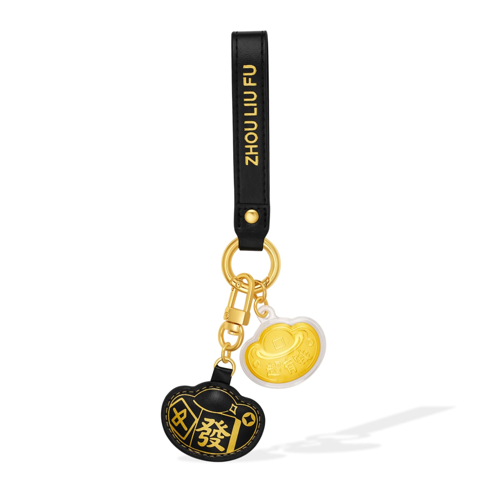24 Karat Gold Schlüsselanhänger Glücksbringer Taschenanhänger Fa Cai/RICH