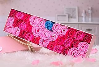 StyleC Soap Flower Gift Box Rose Bath Soap Flower Petal With Gift Box 33 roses (Pink Set)