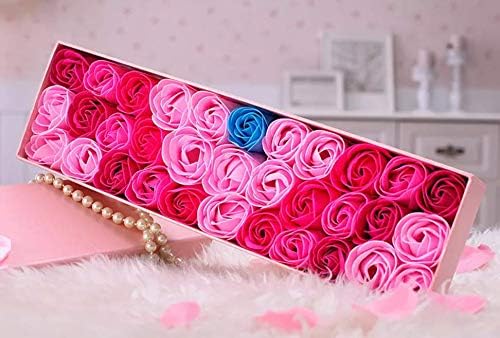 StyleC Soap Flower Gift Box Rose Bath Soap Flower Petal With Gift Box 33 roses (Pink Set)