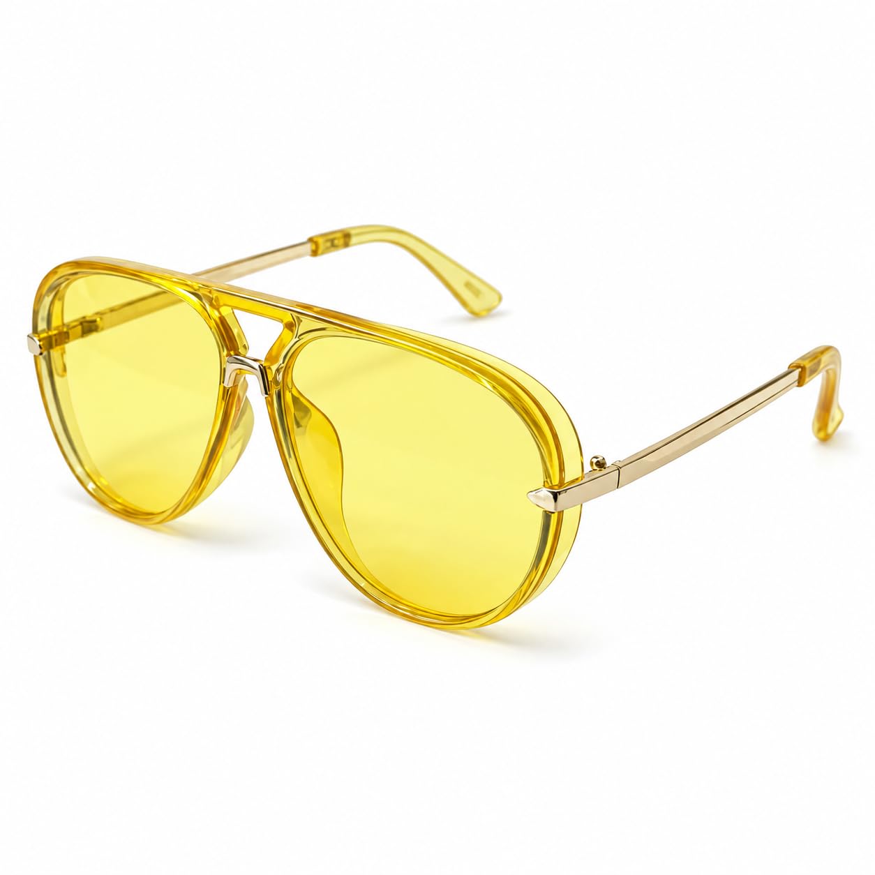 Oversized Aviator Sunglasses with PC Frame and Slim Metal Temples