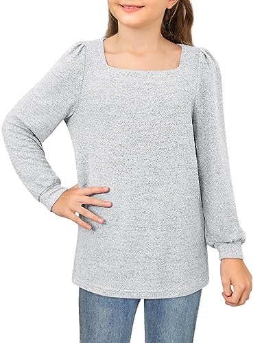BZB Girls Long Sleeve Shirts Casual Square Neck Tunic Tops Fall Winter Clothes 5-14 Years3