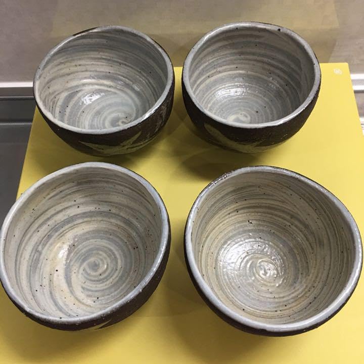 アロンサイス織部茶碗共箱 共布付 希少作☆アロンサイス☆【黄瀬戸織部