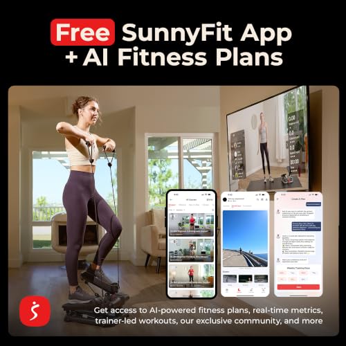 Image of Sunny Health & Fitness Smart Power Stepper with Resistance Bands for Cardio