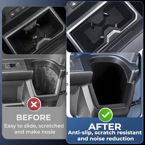 Image of Cup Holder Inserts for Toyota 4Runner 2026 2025 6th Gen, Interior Accessories Center Console Front & Rear Cup Holders Covers Protector for 2025-2026 4 Runner, Black