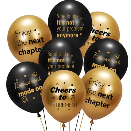 Retirement Balloons 40PCS Black Gold Happy Retirement Party Supplies for Men or Women