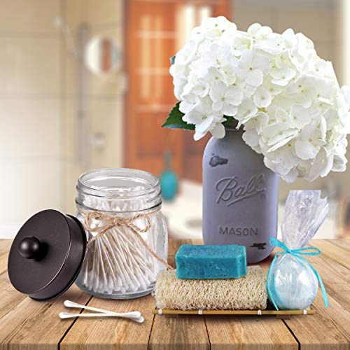 SheeChung-Small-Mason-Jars-for-Qtips-Bathroom-Apothecary-Jars-with-Lids-Bathroom-Organizers-and-Storage-Qtip-Holders-Set-Bathroom-Decor-for-Q-tips-Cottons-Floss-Balls-Cotton-Swabs-Bronze SheeChung Small Mason Jars for Qtips Bathroom Apothecary Jars with Lids Bathroom Organizers and Storage Qtip Holders Set Bathroom Decor for Q tips Cottons Floss Balls Cotton Swabs Bronze