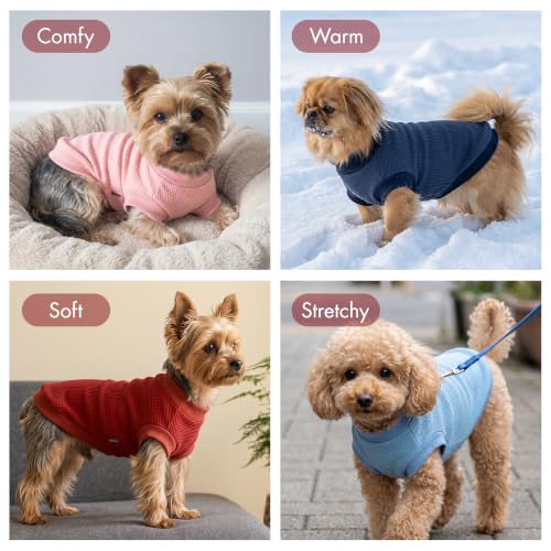 Image of 1 Pack Dog Shirt for Small Supplies Functional Waffle Dog Clothes Warm Soft Sweatshirt Outfit for Dogs Cats Pet Apparel