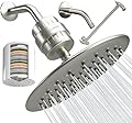 SparkPod High Pressure Shower Filter Head with Shower Arm and Extension - Water Filter and 9.5" Shower Head with Enhanced Formula Filter Helps Remove Chlorine (Elegant Brushed Nickel)