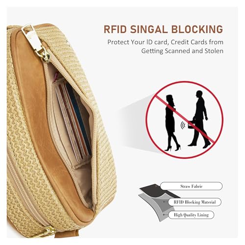 AOCINA RFID Straw Summer Purses for Women 2025 Woven Crossbody Bags Shoulder Handbags for Everyday Beach Travel Vacation3
