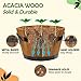 Idzo Set of 3 Wooden Flower Boxes Outdoor, Durable Acacia Wood Barrel Planters for Outdoor Plants with Ergonomic Handles, Drainage Holes, Multiple Sizes Wood Bucket Planter Light Brown