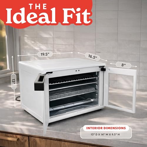 Gourmia French Door Air Fryer Oven - 37 Qt Large Capacity Convection Toaster Oven, FryForce 360°, Digital Display, 12 Cooking Presets, Dehydrate, Fits 13” Pizza, Dishwasher-Safe, White - Image 8