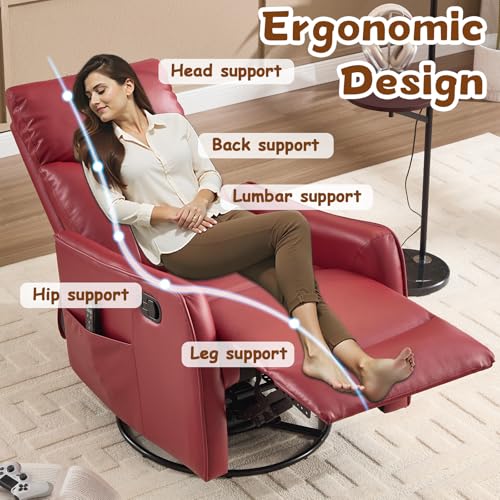 Sillón reclinable con masaje tela roja miniatura 6