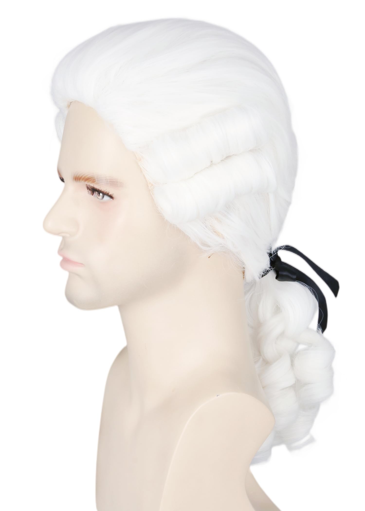 LeMarnia White Colonial Curly Judge Wig Halloween Costume Cosplay Wig