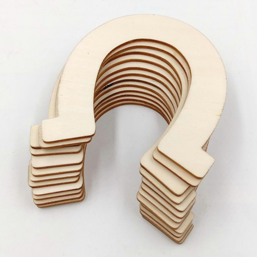 VILLCASE 20Pcs Wooden Horseshoe Decoration Pendants Unfinished DIY Painting Craft Wood Slices with Holes Lightweight for Holiday Ornaments and Kids Art Projects - Image 2