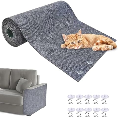 Cat Scratching Mat, 118"x15.8" Trimmable Self-Aadhesive Cat Scratch Carpet, Furniture Protectors from Cats Scratching, DIY Cat Scratching Pads for Couch Furniture Wall Cat Tree, Cat Climbing Wall Cover