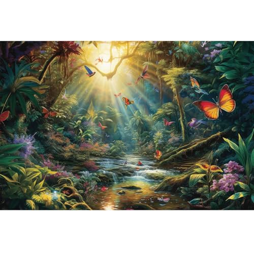 Aquarium Background Jungle Forest Winding Rivers Colorful Birds Full Harmony Nature Landscape Terrarium Background Butterfly Birds In Forest Tranquil Stream Theme Aquarium Backdrop Vinyl 24x12in