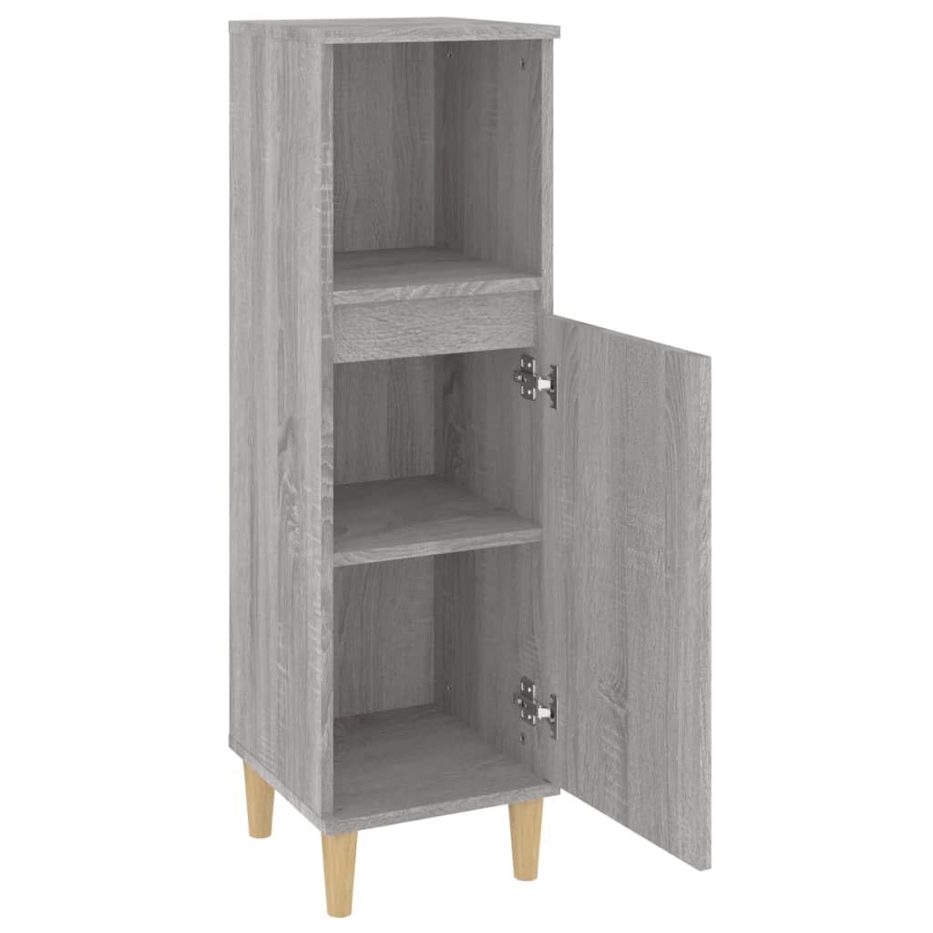 Mueble de baño Sonoma gris, 30 x 30 x 100 cm, material de madera con 1 estante y 2 estantes para almacenamiento y almacenamiento