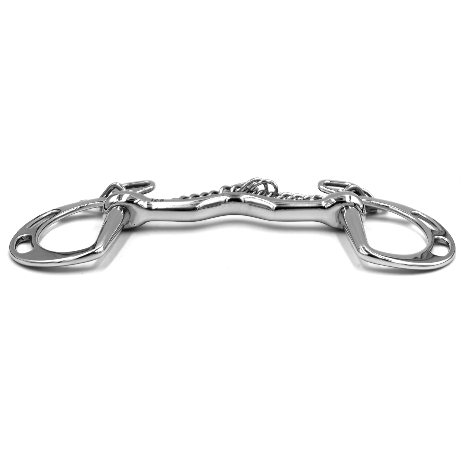Gebiss Kimblewick Springkandare starre Stange mit Schlitzen und Zungenfreiheit aus satiniertem Edelstahl 12 mm (14.5 cm)
