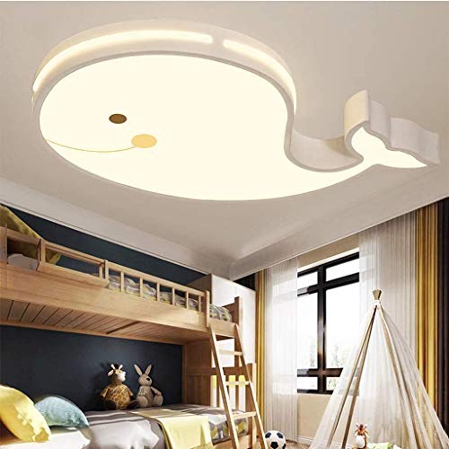LED Modern Deckenleuchte Dimmbar Mit Fernbedienung Innenbeleuchtung Delphinform Deckenlampe Junge Mädchen Baby Kinderzimmer Schlafzimmer Esszimmer Wohnzimmer Deckenlicht Kronleuchter,White/50cm/24w Cover