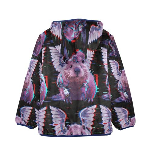 Angelic Beavers with Mechanical Wings Toddler Fleece Jacket Girl Boys Hooded Fleece Jacket Coat2
