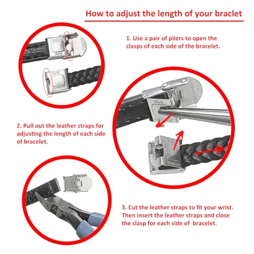 Qina C. Personalized Custom Mens Leather Bracelet Engraved Text Stainless Steel Wristband Gift f/Boyfriend Dad Husband3