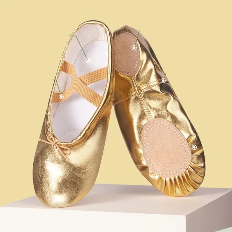 Chausson Danse Classique Filles Ballet Chaussures Or Argent Semelle Souple Danse Pantoufles Enfants Pratique