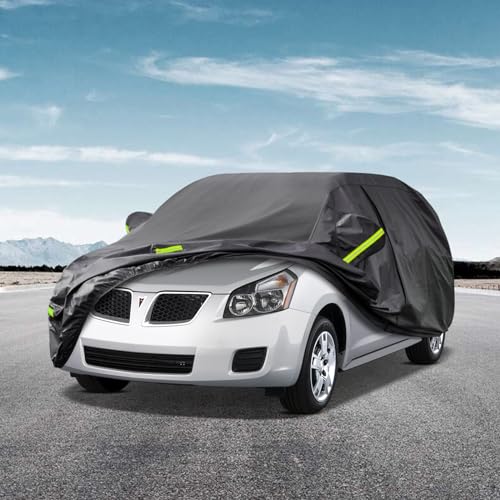Image of Kaugung 7 Layers Car Cover Custom Fit Pontiac Vibe (2002-2008), Waterproof All Weather Resistant Outdoor Indoor Sun Rain Dust S Protection.(USA Warehouse,Within 3-7 Days) silverBlack
