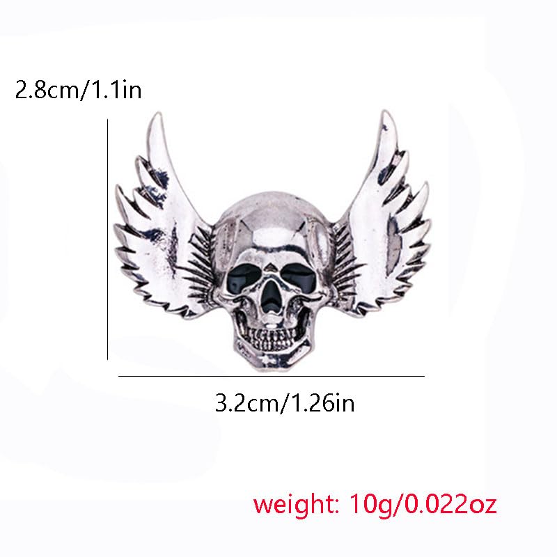 Image of Gothic Skull Head Brooch Pin Monster Wing Skeleton Broehes Women Men Suit Coat Jacket Accessories Punk Hat Bags Pants Badges Hippie Skull Pin for Halloween