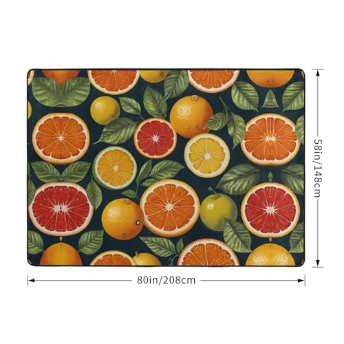Tapis imprimé soleil agrumes 203x147 cm pour salon et table basse