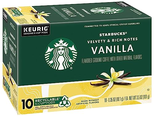 Image of Starbucks Flavored Coffee K-Cup Pods, Vanilla Flavored Coffee, Made without Artificial Flavors, Keurig Genuine K-Cup Pods, 10 CT K-Cups /Box (Pack of 4 Boxes)