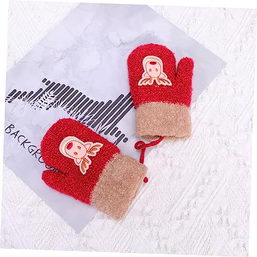 Girls' Winter Thermal Gloves Christmas Mittens Full Cover Elk Pattern Hand Warmth 2-5 Years Old 7