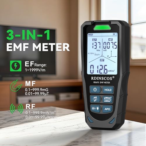 Image of RDINSCOS EMF Detector,Detects All 3 Types of Electromagnetic Radiation | EMF Meter for 5G, WiFi and Smart Meters, EMF Reader for Ghost Hunting