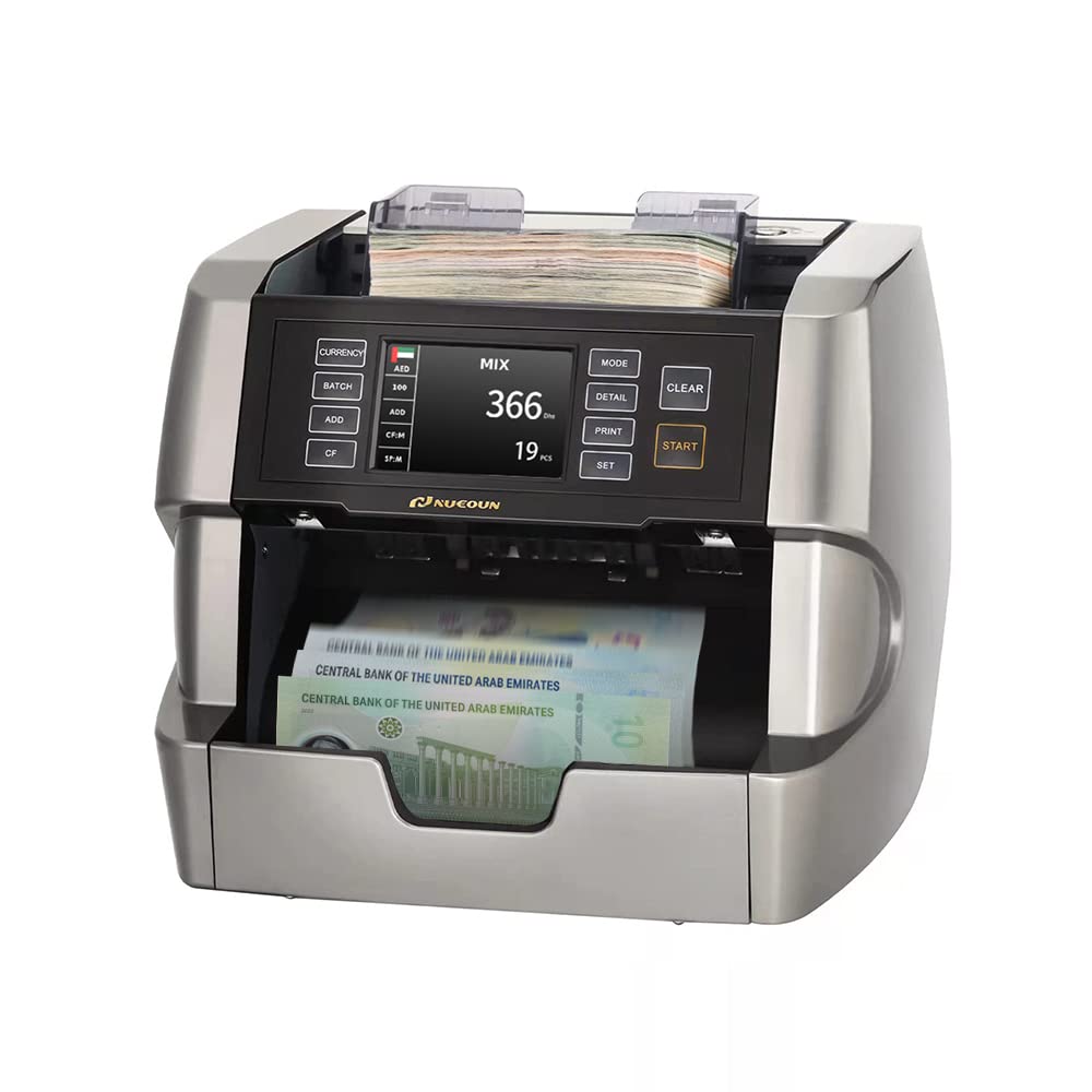 NUCOUN VC-7 Bank Grade Money Counter Machine Mixed Denomination,Value Counting,Multi Currency,Printer Enabled,Serial Number,Cash Bill Counter 2CIS/UV/IR/MG/MT Counterfeit Detection