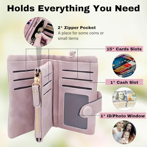 Personalized Wallets for Women - Custom Birth Flower and Name, Leather Ladies Wallet, Card Holder Coin Purse, Personalized Birthday Christmas Gifts for Mom Grandma (Colorful birthday flower)2