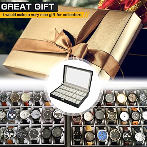 Artilife 24 Slots Watch Display Case Glass Top For Men,Pu Leather Display Storage Collection Organizer Jewelry Case With Removable Pillows #TOP5
