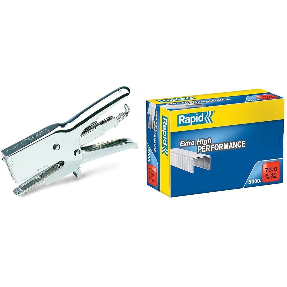 Set Rapid Cucitrice a Pinza Heavy Duty Hd31, Adatta a Punti 73/6-12 mm, Capacità 70 Fogli, Metallo, 10540310 + Punti metallici Super Strong 73/8, 5000 pezzi, fino a 30 fogli, 24890300