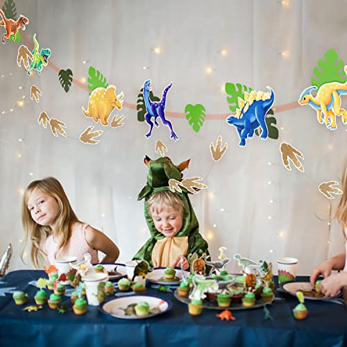 Colorful Leaf And Dinosaur Theme Garland Banner For Boy’s Birthday Party Decoration Hanging Jurassic Dino Footprint Streamer Backdrop For Kids Birthday Party Supplies #TOP4