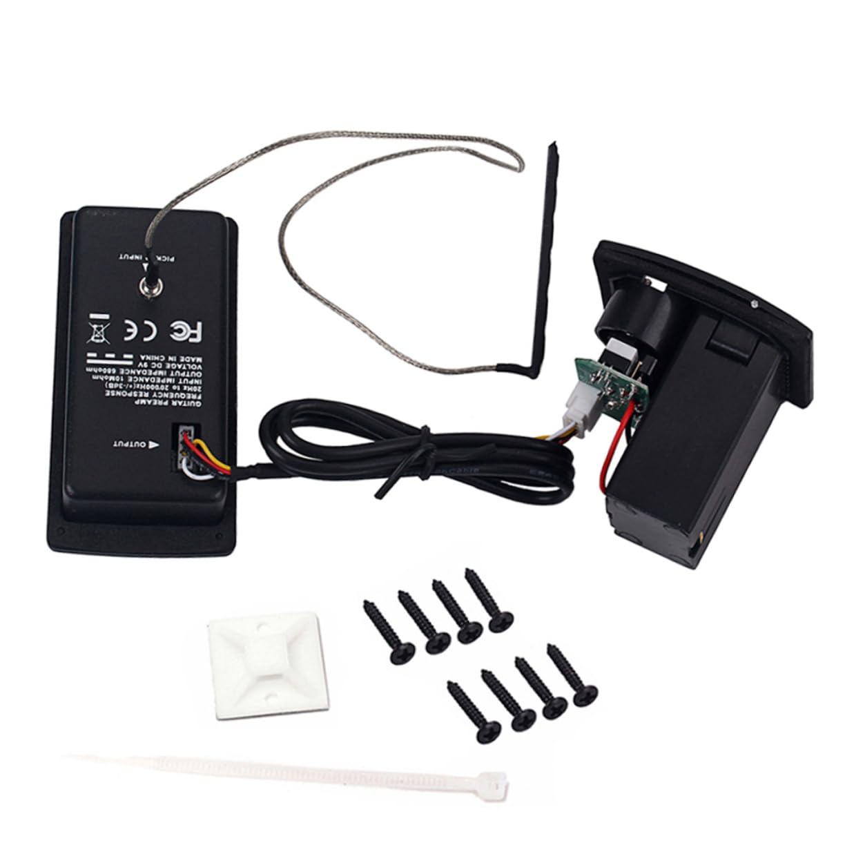 LIFKOME 4 Band Eq Preamplifier Pickup with LCD for Acoustic Folk Guitars Black Volume Control Powered by Battery for Classical Performance