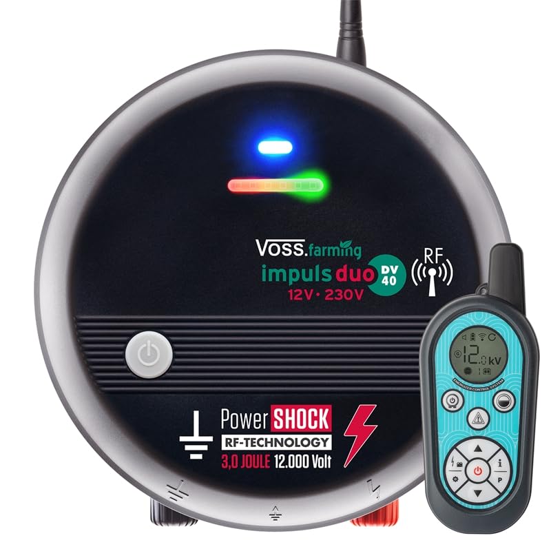 VOSS.farming Weidezaungerät Impuls Duo DV40 RF, 12V/230V, mit Funkfernbedienung, Fernsteuerung bis 10km Reichweite