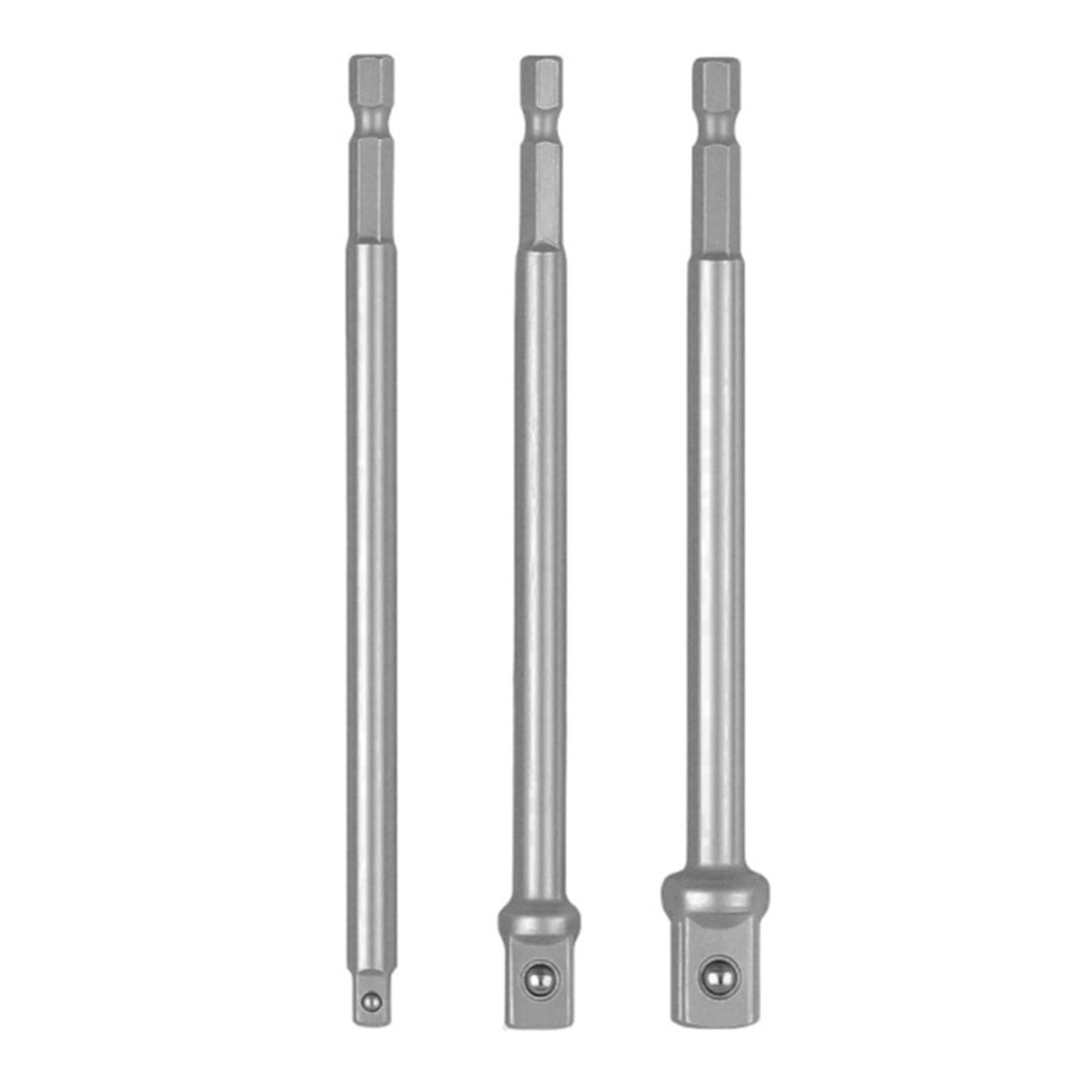 Henygen 3Pcs Alloy Steel Square Drive Long Reach Socket Adapter Extension Rod With 6.35Mm Hexagonal Shank For Various Power Tool Port Link Set