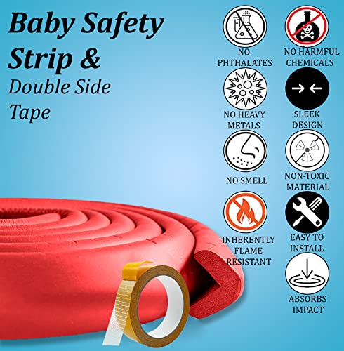 Image of SYGA Baby Safety Strip Furniture Edge Guard Cushion Corner Cover 2 Meter 6.5 feet Tape Infant Bump Protector (Red)
