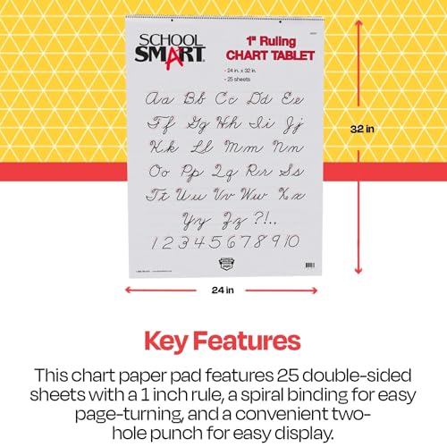 School Smart - 85327 Chart Tablet, 24 x 32 Inches, 1 Inch Rule, 25 Sheets
