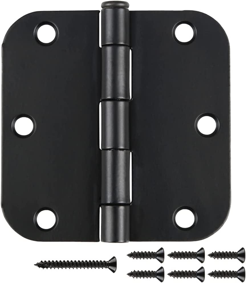 12 Pack Matte Black Door Hinges 3 1/2 Interior Rounded Hinge 3.5 Inch with 5/8" Radius Corners 3 ½"Door Hardware Controls Garage Factory Cabinet Box Indoor Rv House Home Decor Improvement Essentials