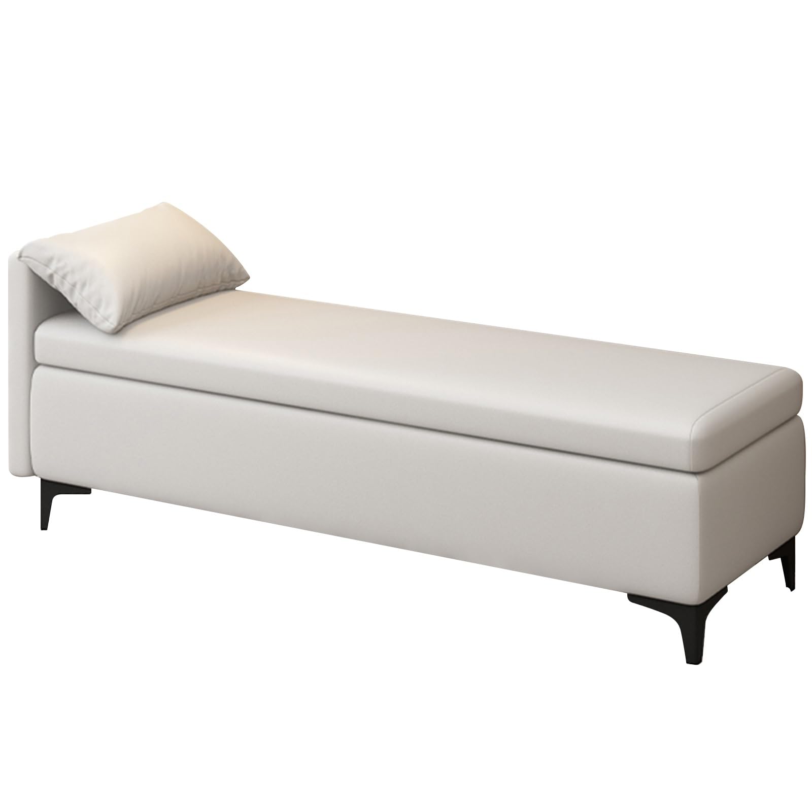 MSHGSKU PU Upholstered Storage Bench Foldable Metal Leg Entryway Seat Stylish Ottoman for Living Room & Bedroom 150kg Capacity Gray 31.49in 80cm Perfect Shoe