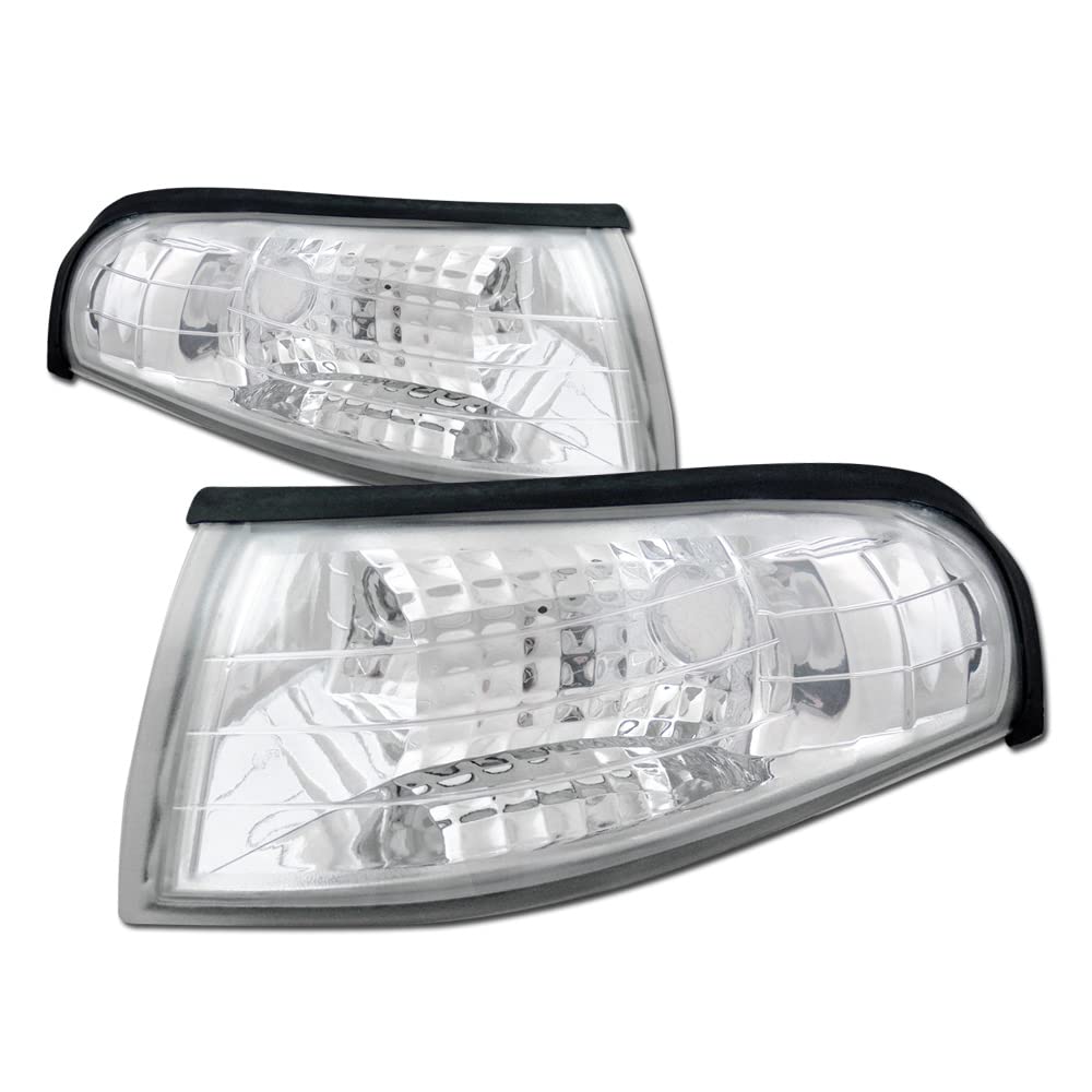 TLAPS 7422454224291 Compatible With 1994-1998 Ford Mustang Chrome Housing Signal Corner Lights