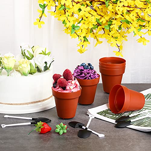Plastic Dessert Cups With Shovel Spoons, Flowerpot Cake Desserts Cups For Construction Birthday Party Supplies, Ice Cream, Diy Baking, Cupcakes, Yogurt, Pudding And Jelly Shot #TOP2