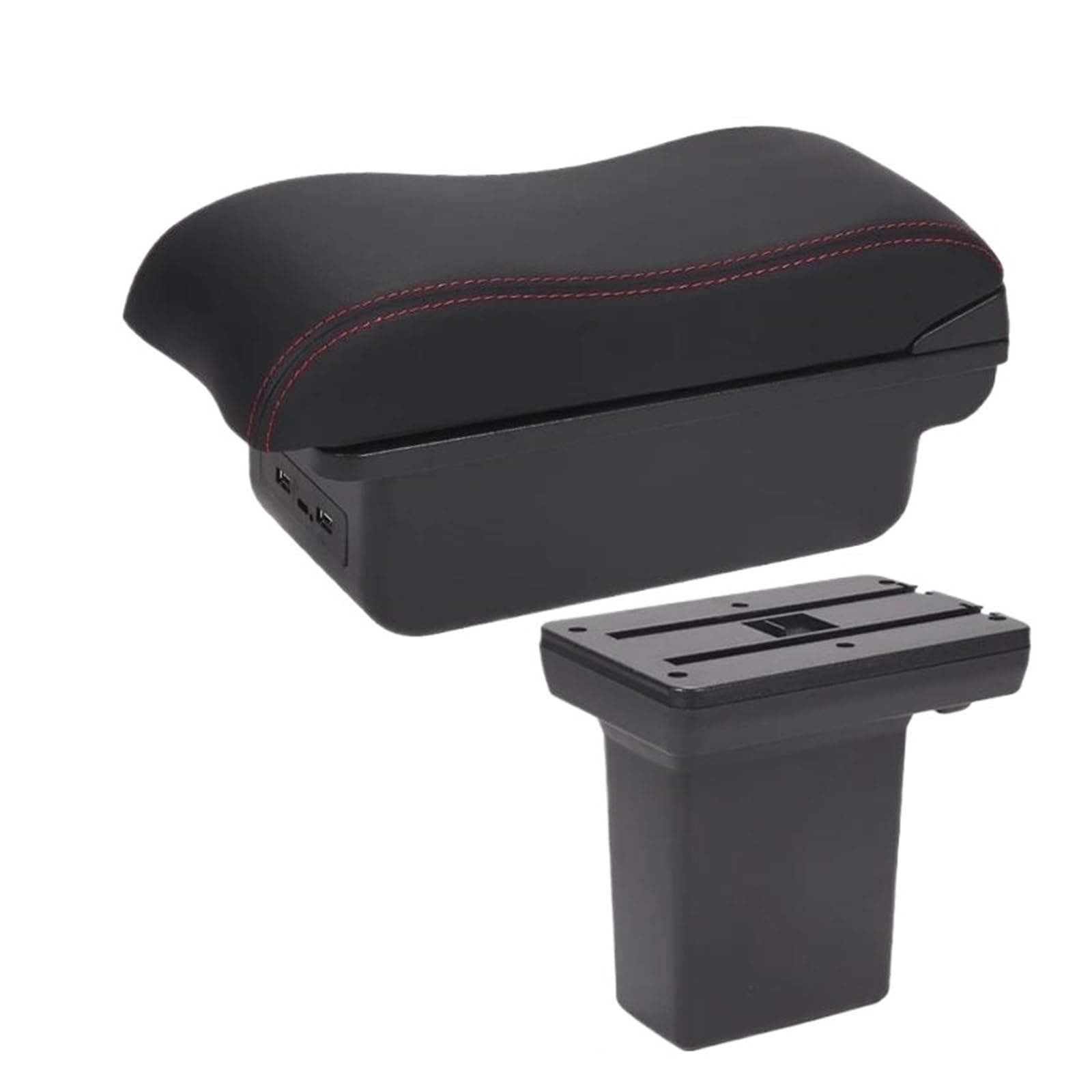 REOKIP For Opel For Mokka 2025 Car Armrest Box Center Console Storage Box Car Arm Rest Box(B1 Black red 3USB)
