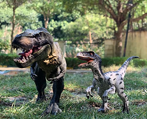 Gemini&Genius Tyrannosaurus Rex And Velociraptor Set With Movable Jaw Dinosaur Toys Dinosaur World Action Figures Birthday Gift Toys And Cake Topper For Kids 3-12 Years Old #TOP2