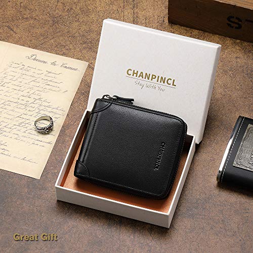 Mens Genuine Leather Zipper Wallet RFID Secure Large Capacity Double Fold Multi-card Leather Wallets for Men and coin purse3